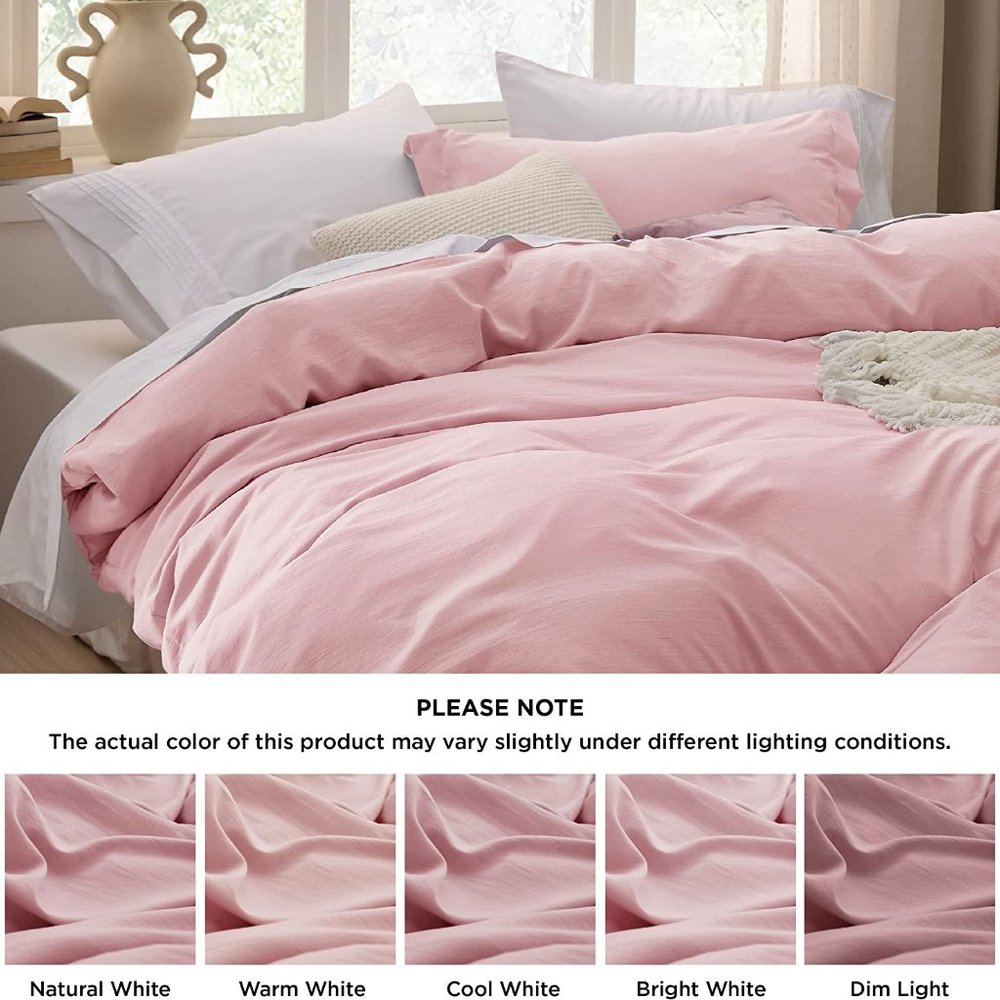 Pink California King Duvet Cover - Soft Prewashed Cal King Duvet Cover Set - Picture 6 of 10